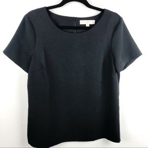 LOFT short sleeve black shell blouse shirt top